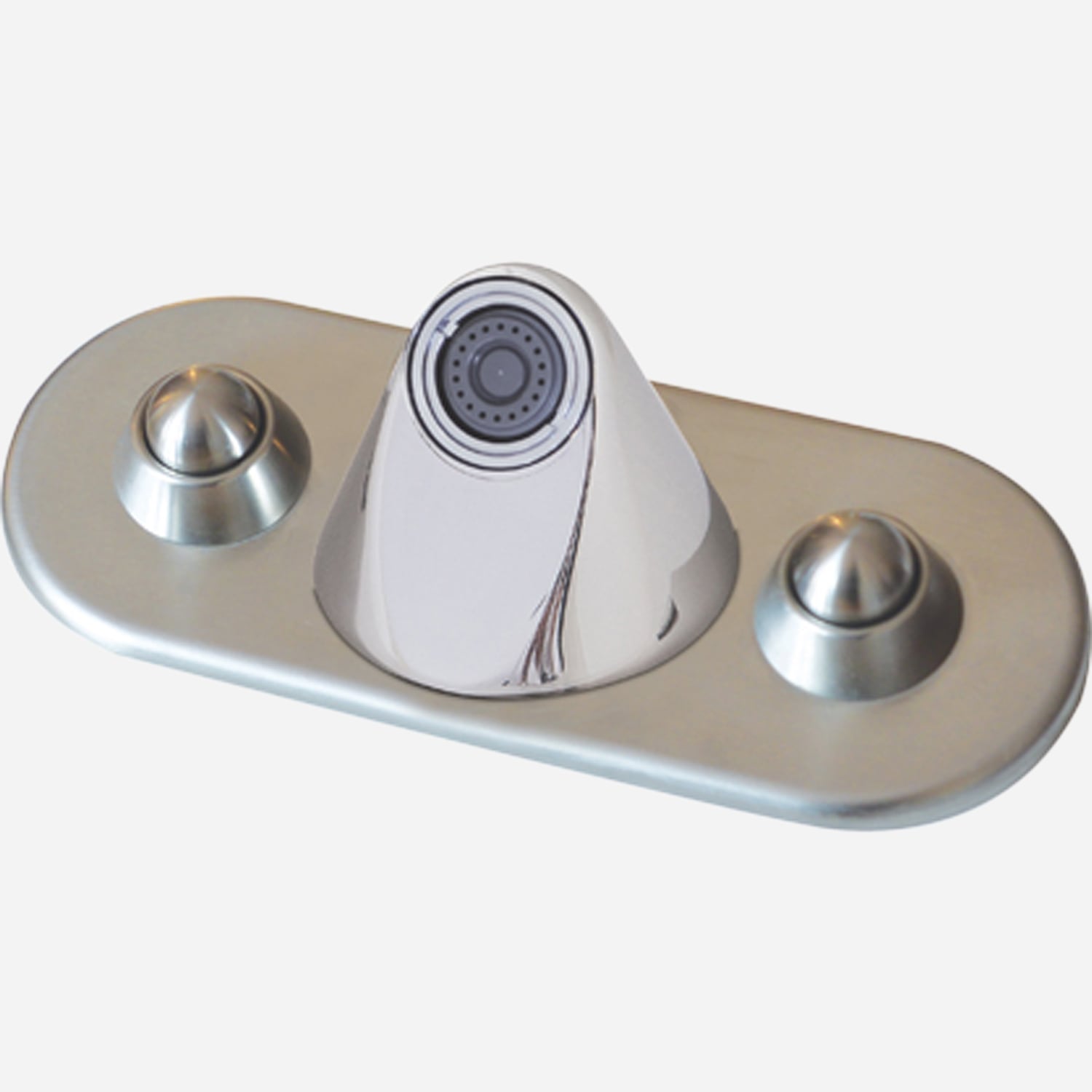 BestCare® Ligature-Resistant Conical Spout, Hemispherical Buttons 4” Centerset Escutcheon, Hot and Cold Pneumatic Valve