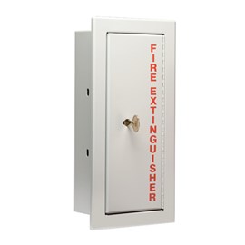 24 x 9 Inch Fire Rated Detention Cabinet for 10 Lbs ABC Fire Extinguisher- Steel Door and Frame, Semi-Recessed, 3.5 Inch Trim