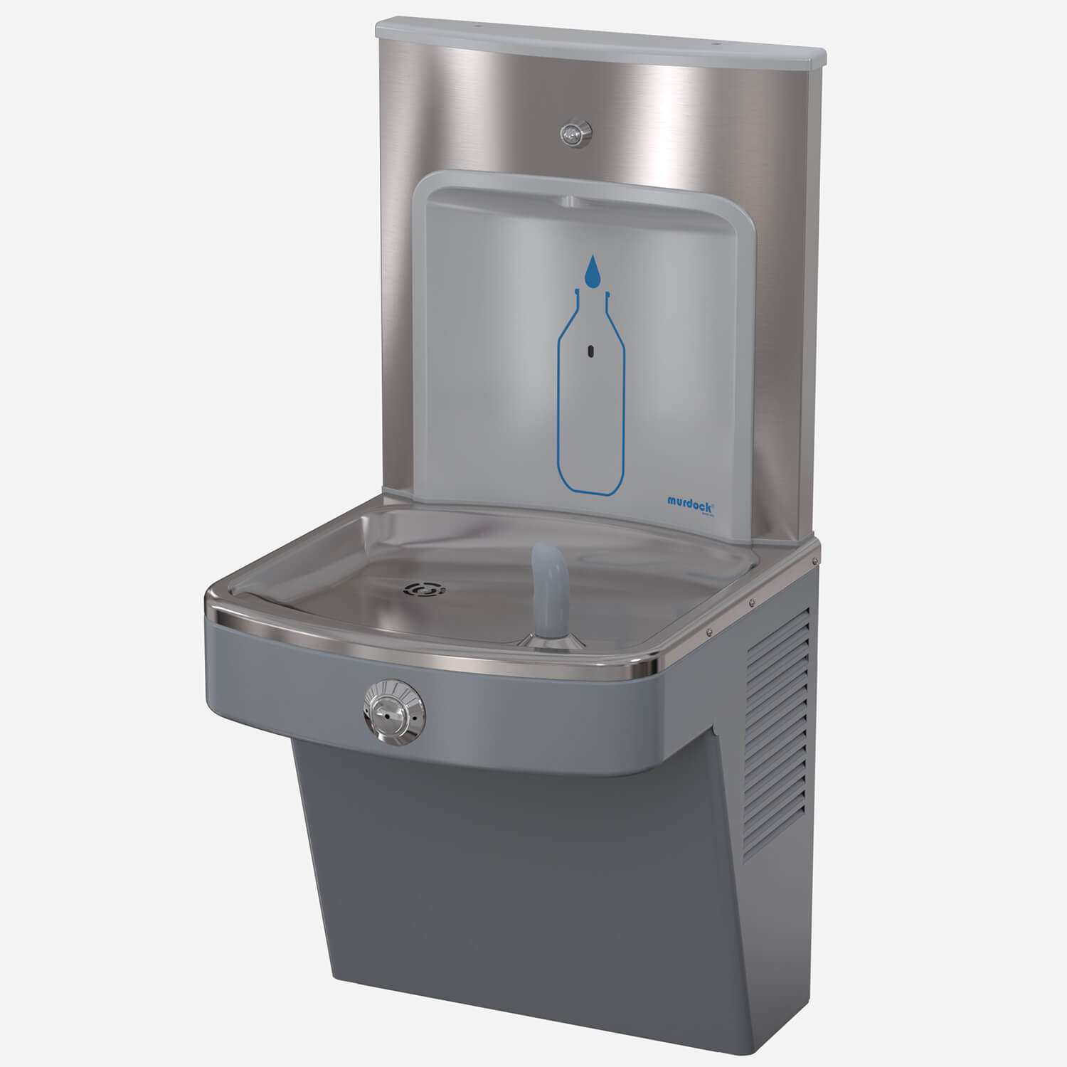Vandal-Resistant, Wall-Mounted, Push Button Drinking Fountain with H2O-to-Go!® Touchless Water Bottle Filling Station - Non-Refrigerated, ADA, Stainless Steel