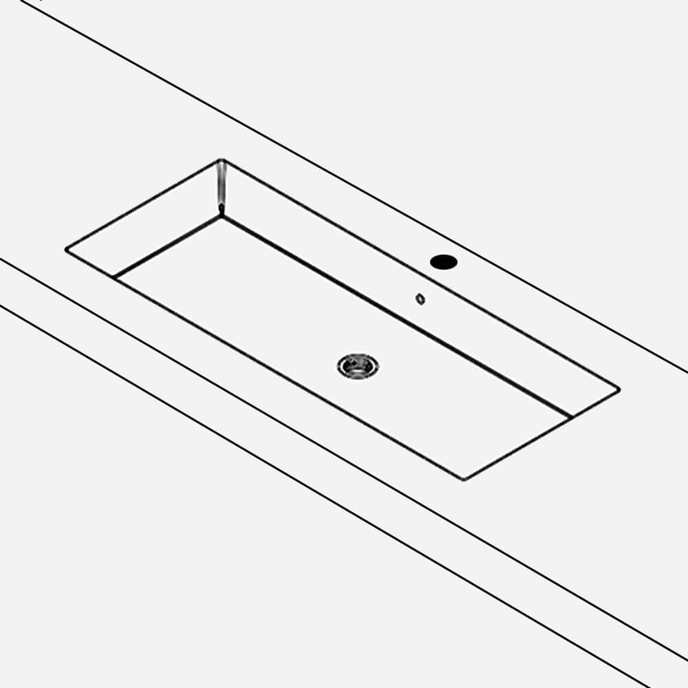 Option: Bowl Style - Long Rectangular Solid Surface