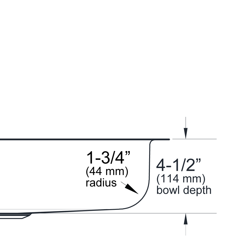 5-1/2-inch depth undermount bowl