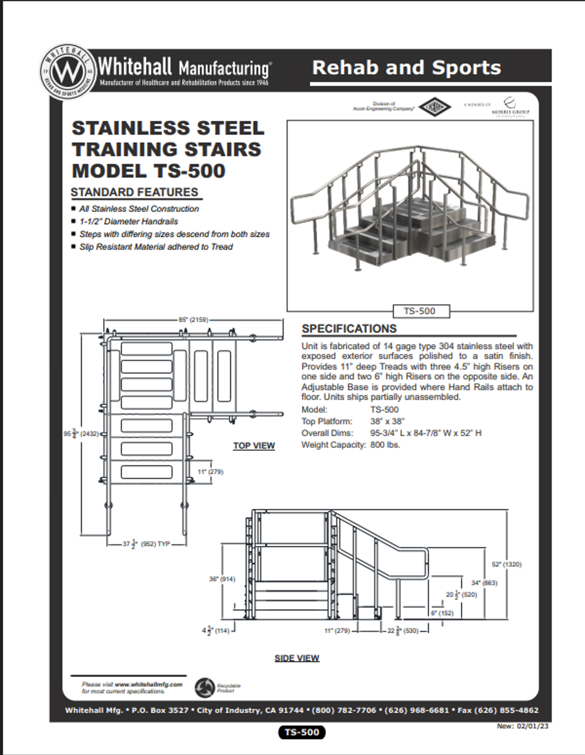 TS-500 Stainless Steel Training Stairs Brochure