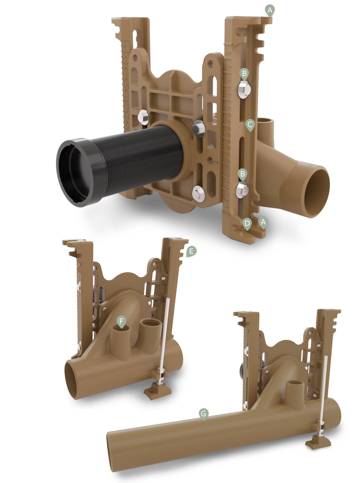 Smith Labor Saver® Quarterback® Water Closet Support (Figure No. 0211Y-M54) is designed for a better fit in a smaller chase area