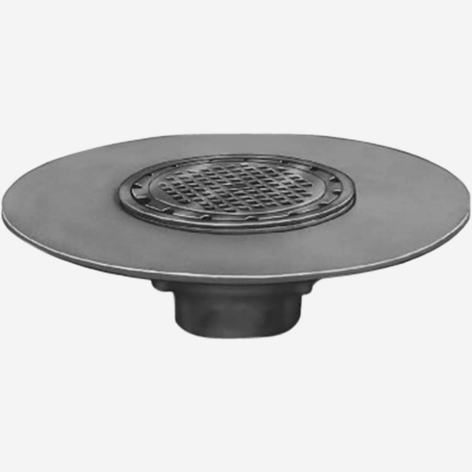 Sani-Ceptor® Sanitary Acid Resistant Coated Sanitary Floor and Indirect Waste Drains with Round Nickel Bronze Tops and Wide Flange