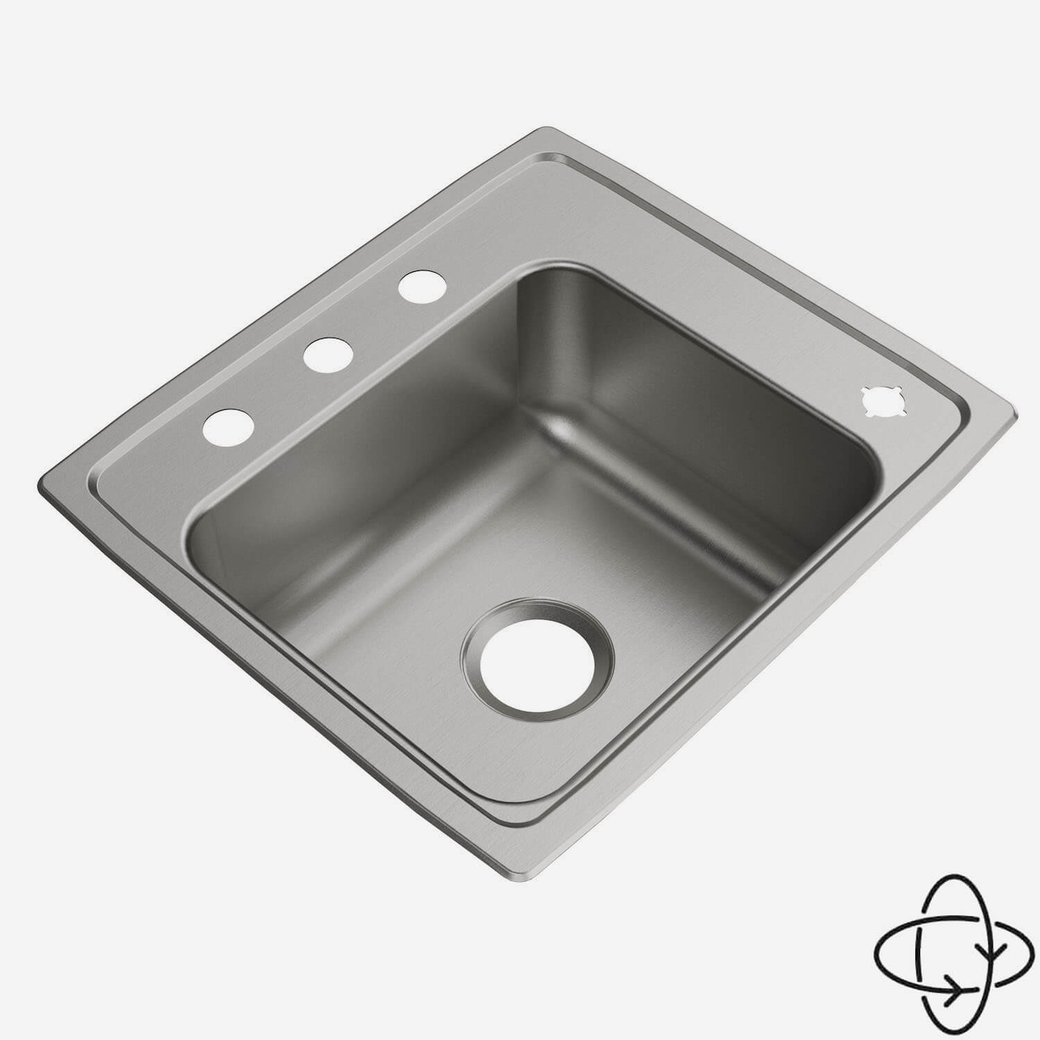Acorn-Sinks® Stainless Steel Drop-In Classroom Sink, 22" x 20" (Back/Right Faucet Ledge)