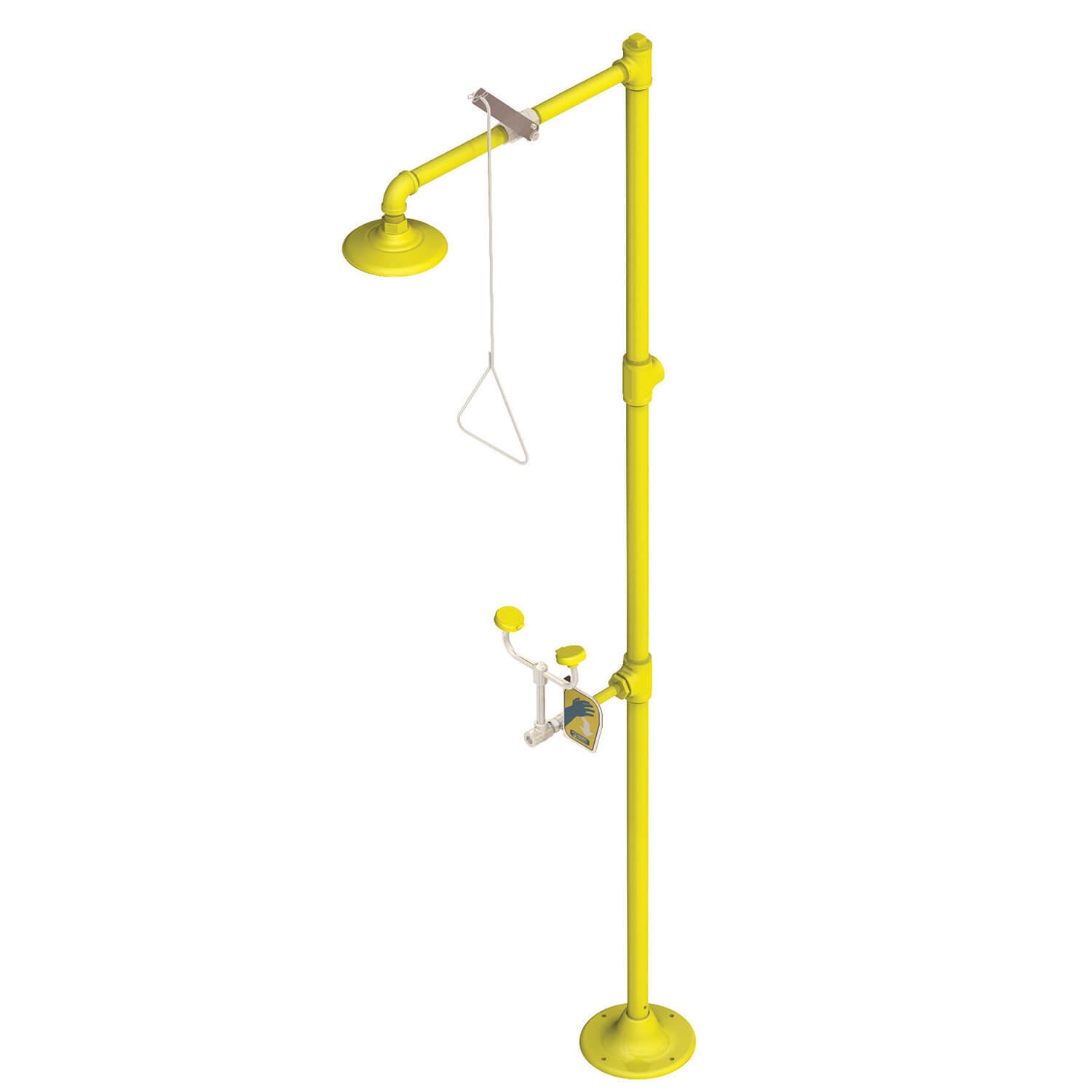 Plastic Head Pedestal Safety Shower with Eye Wash, Less Bowl