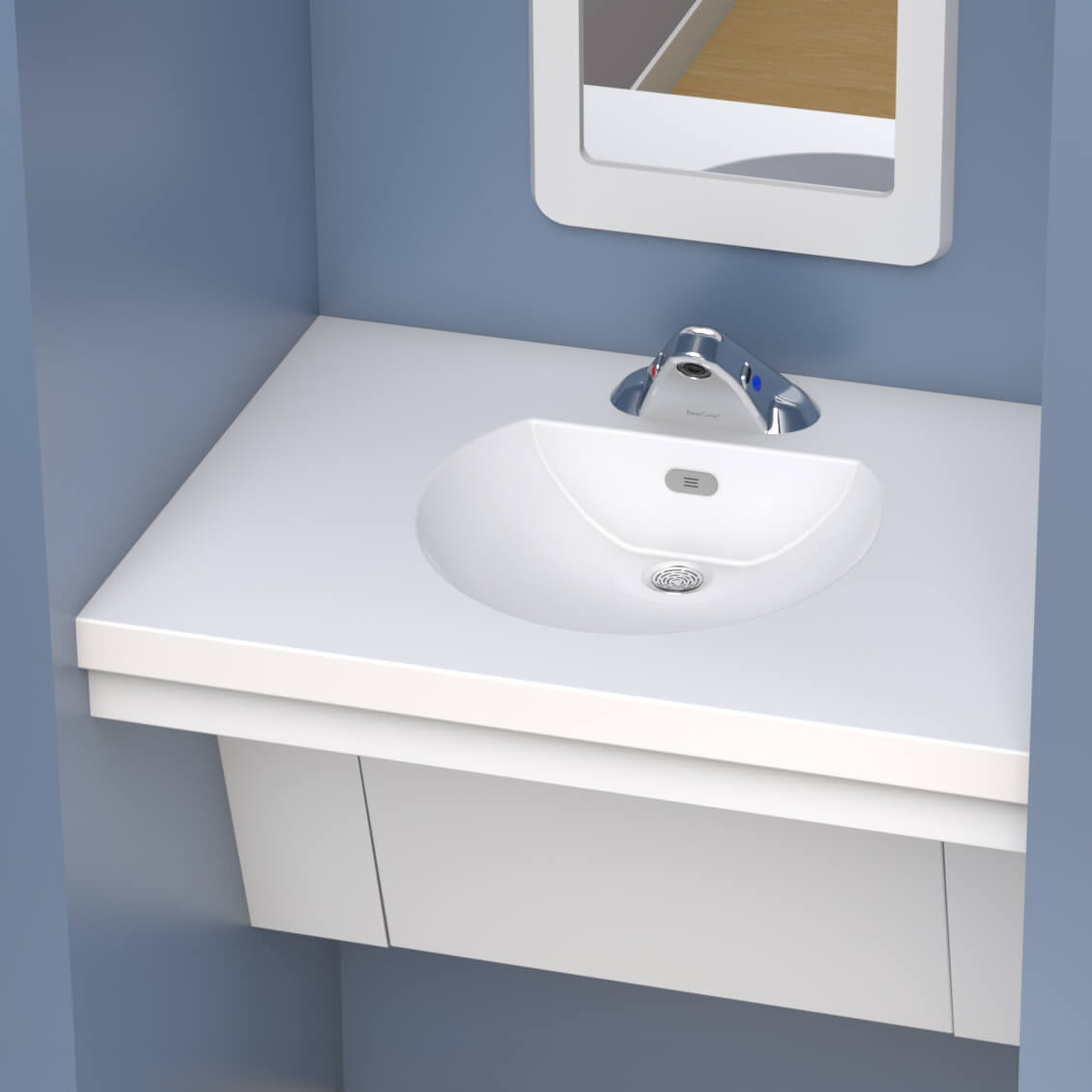 BestCare® Ligature-Resistant Corterra® Solid Surface Alcove Basin