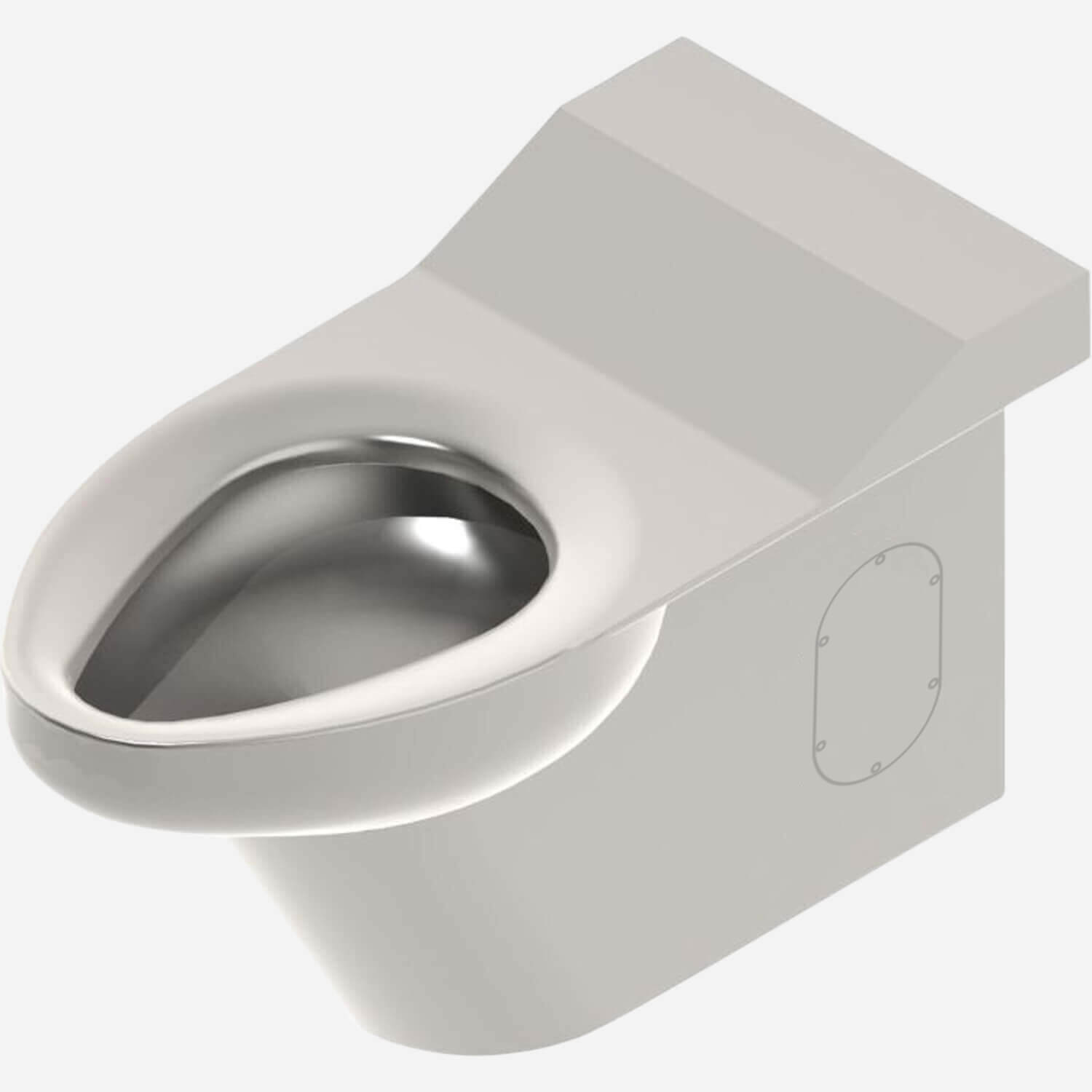 Stainless Steel Siphon Jet Toilet with Rear Spud for In-Wall Concealed Wall Supply Flush Valve