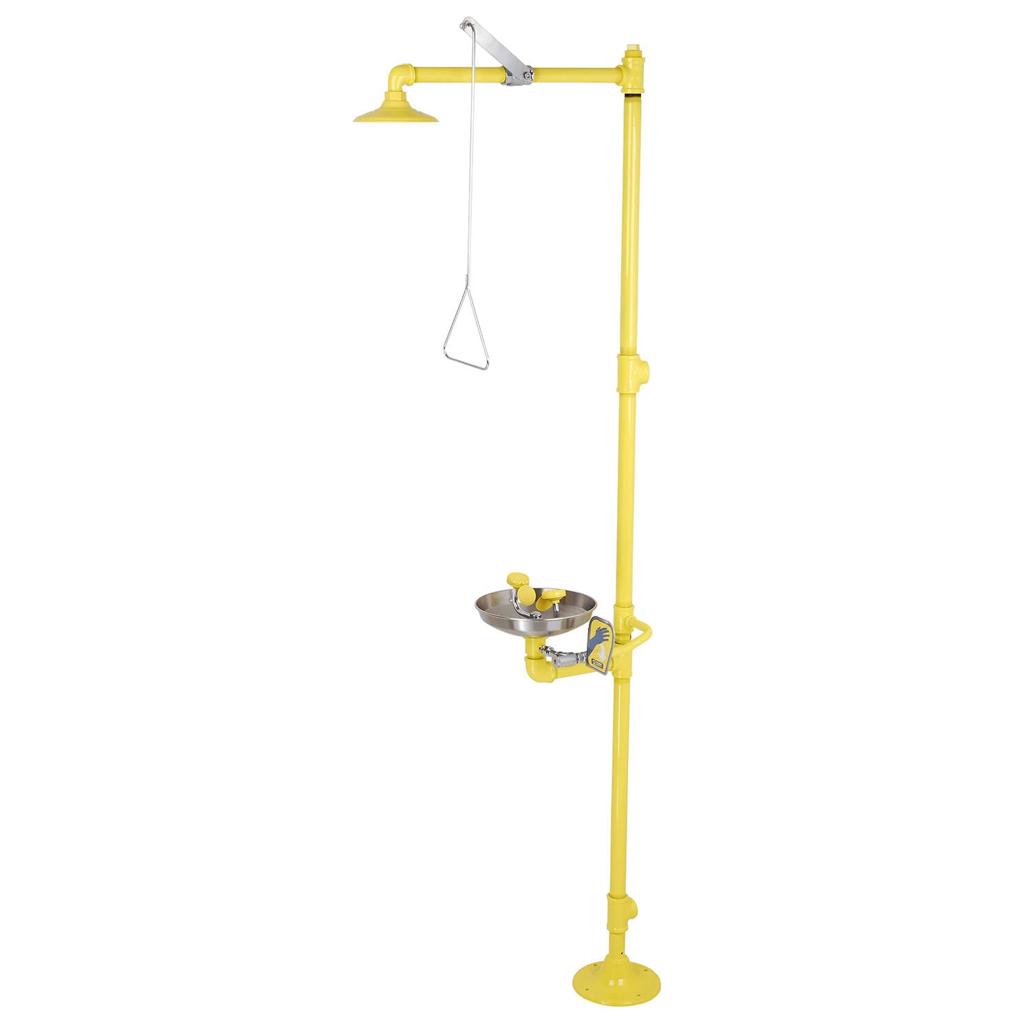 Plastic Head Pedestal Safety Shower with Stainless Steel Bowl Eye Wash