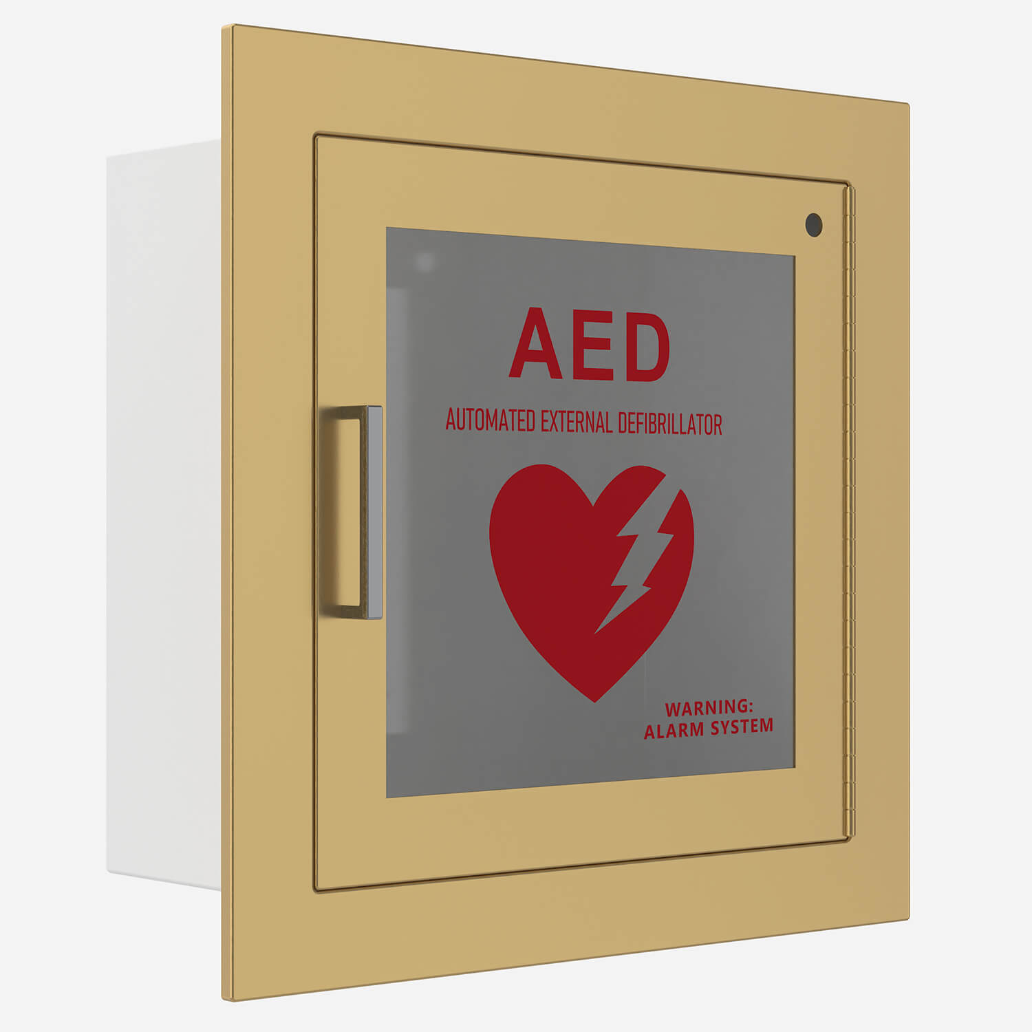 Recessed 14" x 14" AED Cabinet with Brass Trim and Door