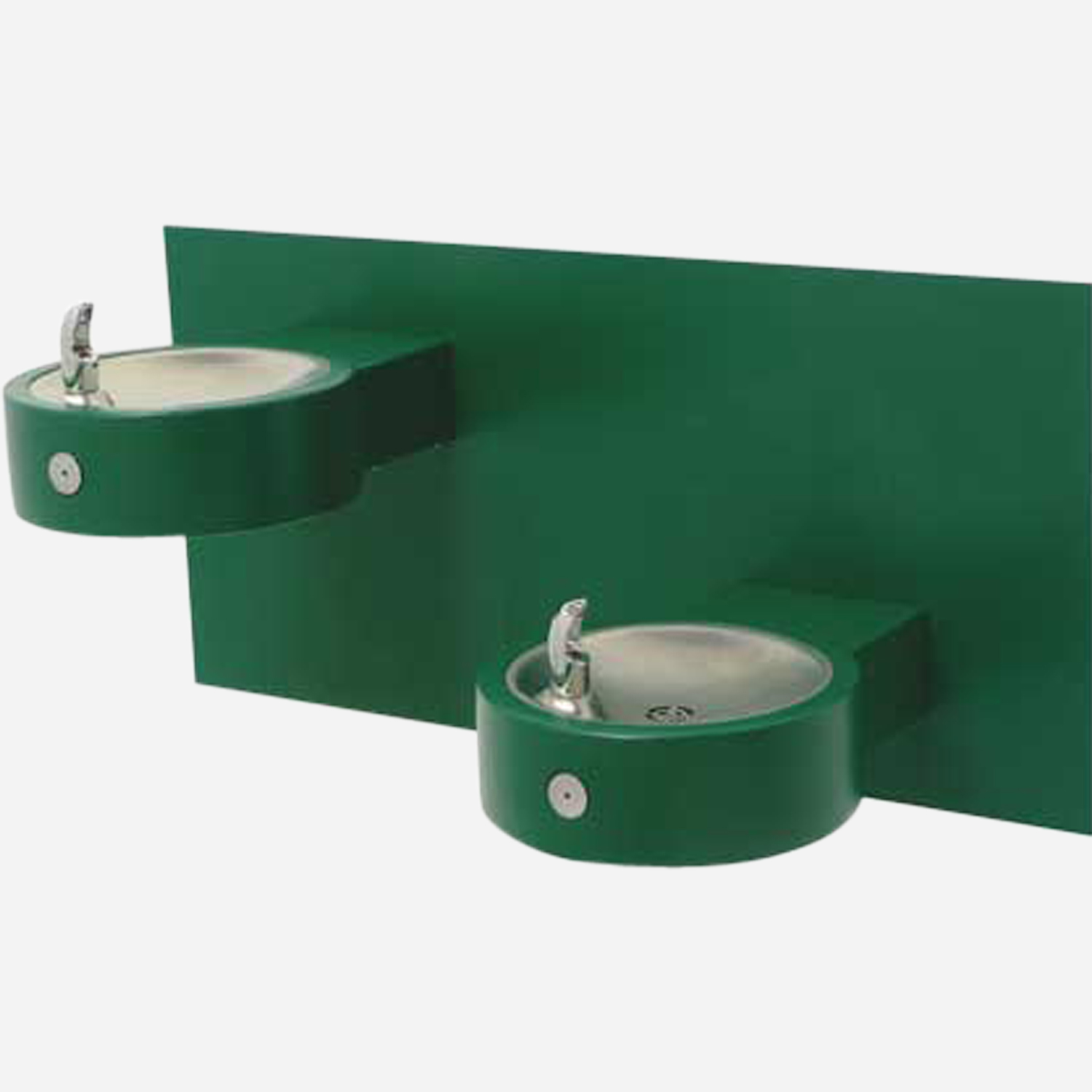 Bi-Level Round Stainless Steel Wall-Mounted Outdoor Drinking Fountain