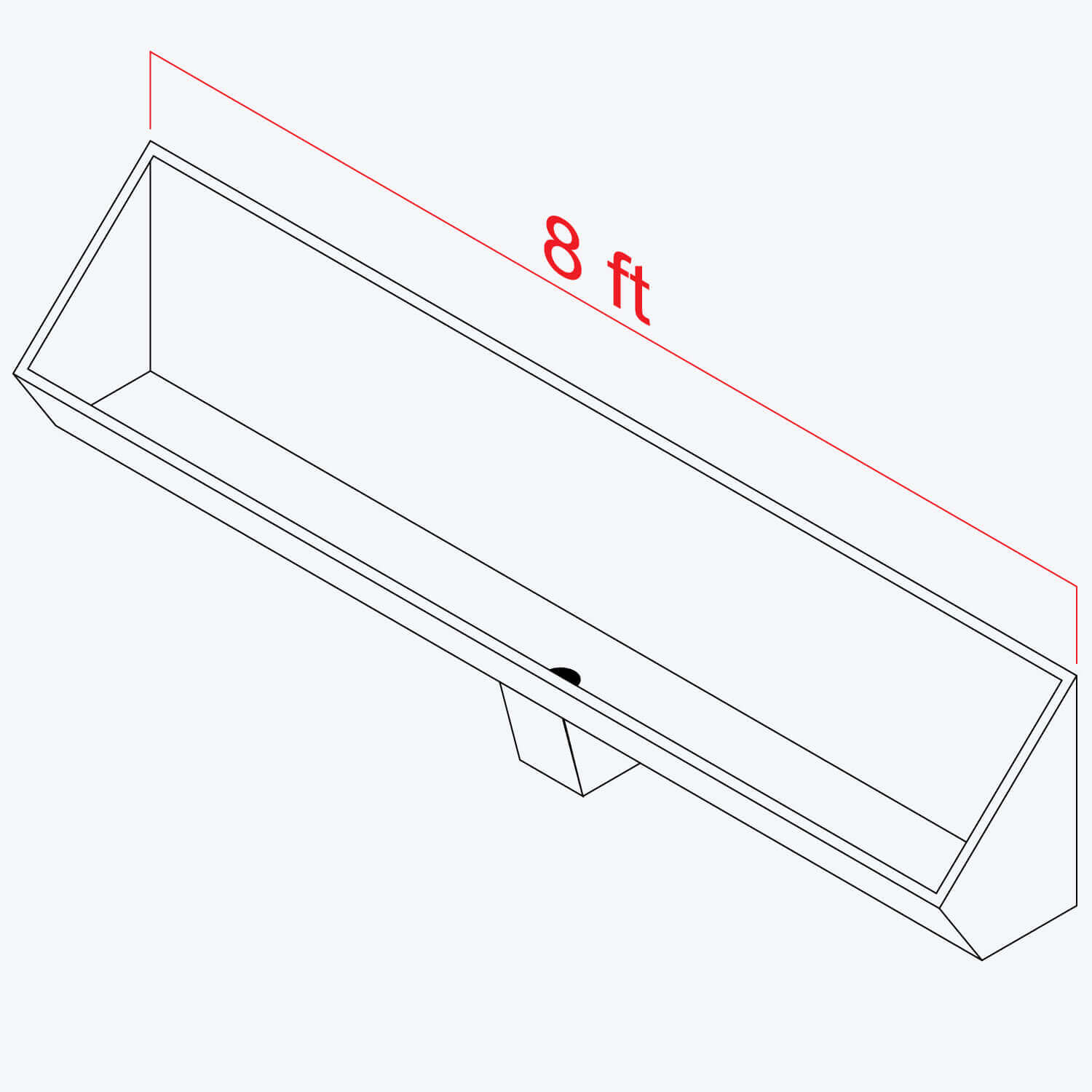 Rear Mount, Washout, Eight Foot Stainless Steel Security Trough Urinal