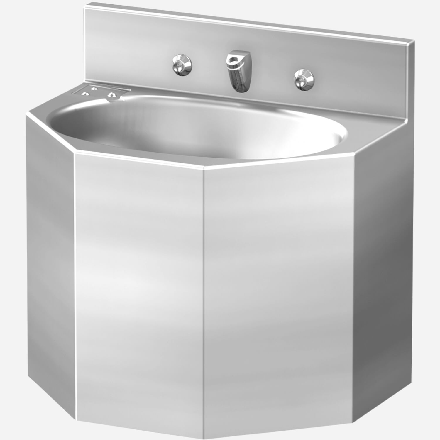 Rear Mount, 18" Replacement Multi-Sided Stainless Steel Security Lavatory with Oval Bowl