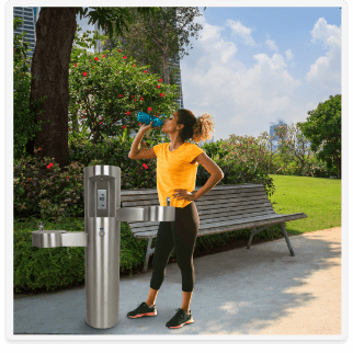 Stainless Steel Bottle Filler & Drinking Fountain in Park