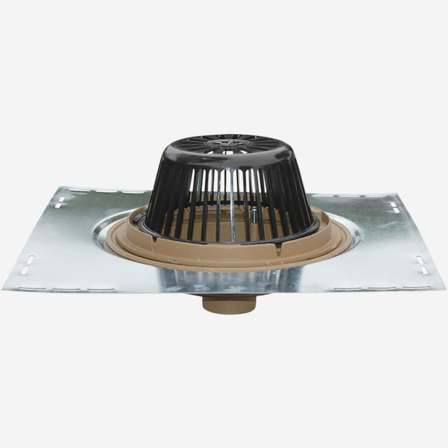 Large Roof Drain with Low-Profile Dome and Deck Plate
