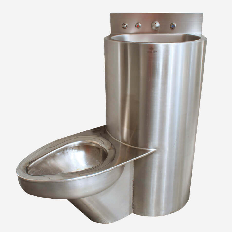 Secur-Care® Ligature-Resistant, Rear Mount 18 Inch Comby with Toilet and D-Shaped Lavatory Bowl