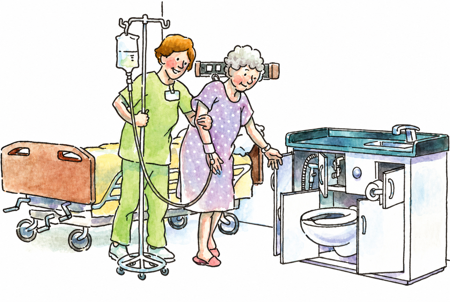 Patient in CCU room with Care-Ware unit