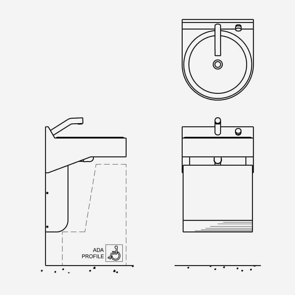 3701-1 One -Station, Off-Floor, Wall Waste Outlet