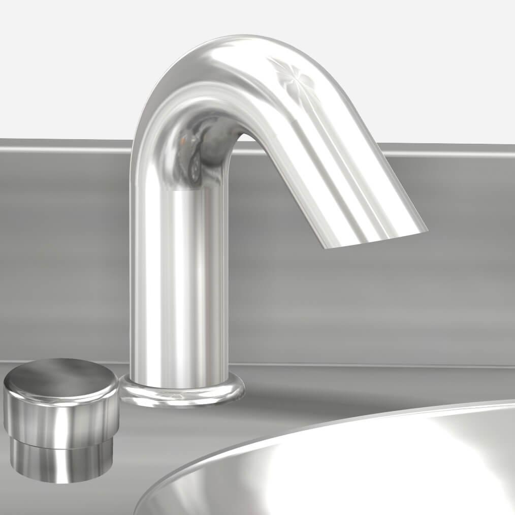 Faucet: Push Button, Deck-Mounted J-Spout