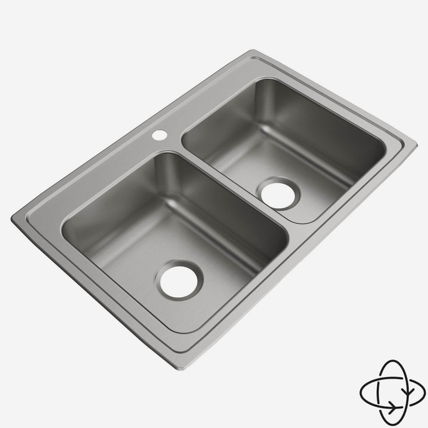 Acorn-Sinks® Stainless Steel Drop-In Sink, 33" x 22" (Double Bowl)