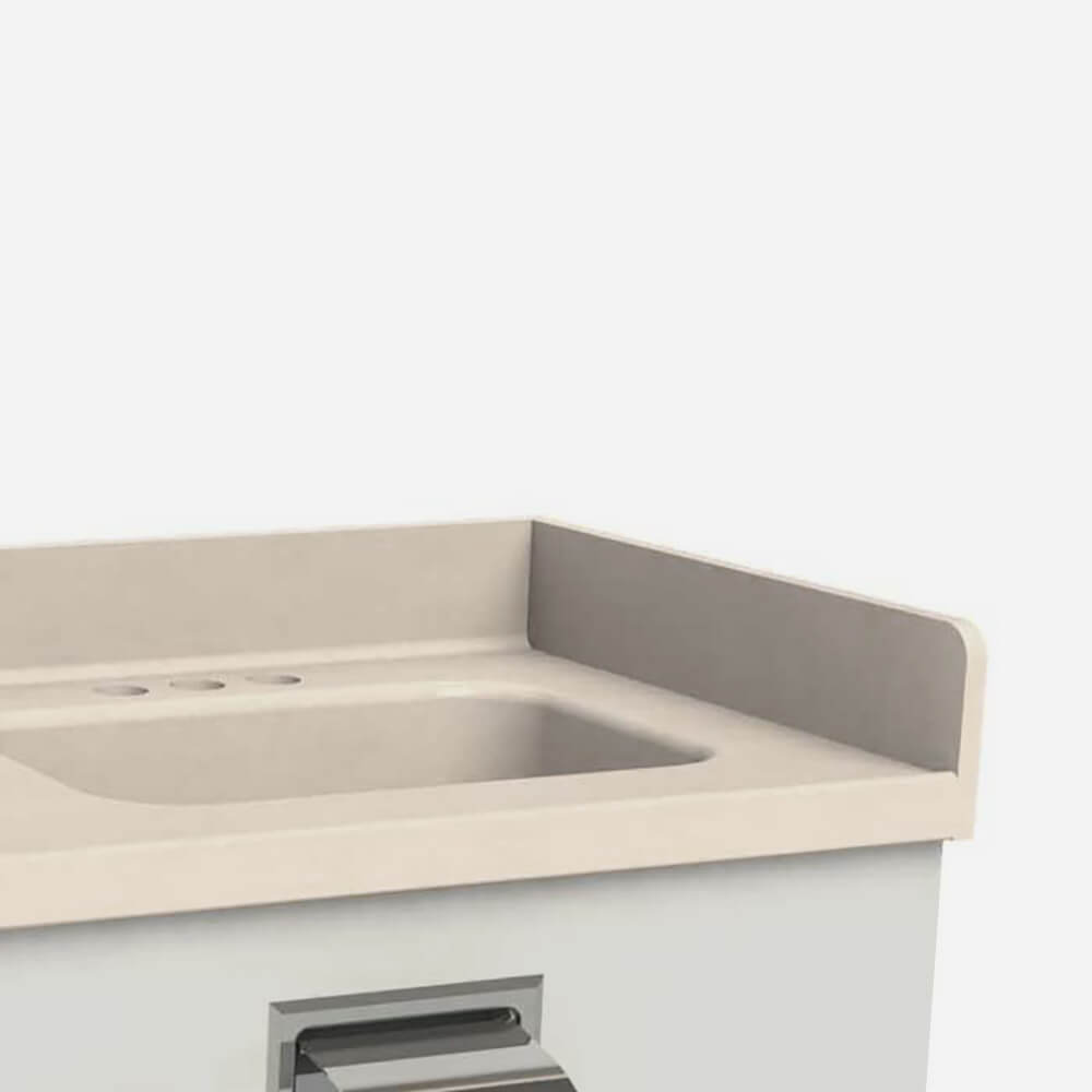 Option: Backsplash and Right Side Splash on Solid Surface Counter