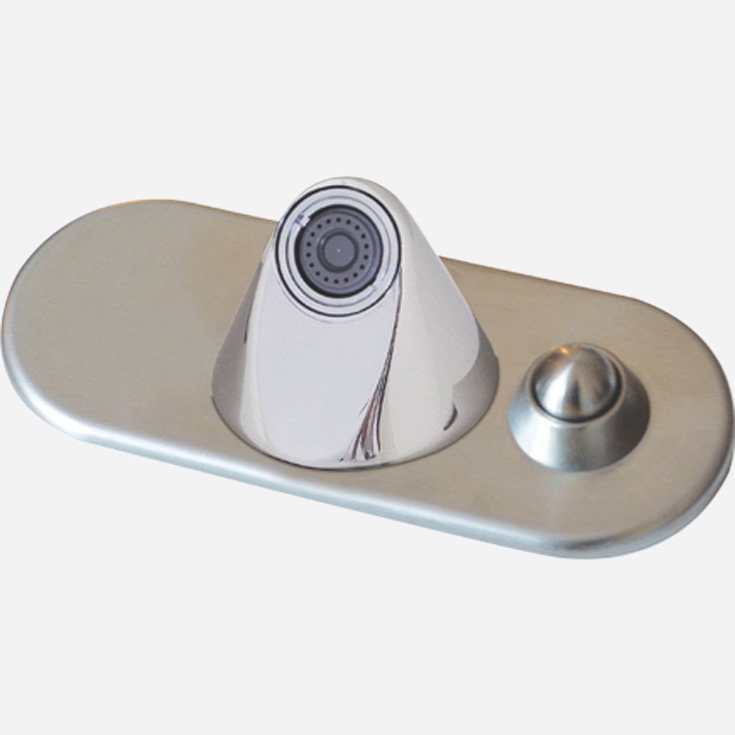 BestCare® Ligature-Resistant Conical Spout, Hemispherical Button 4” Centerset Escutcheon, Single Temp Pneumatic Valve