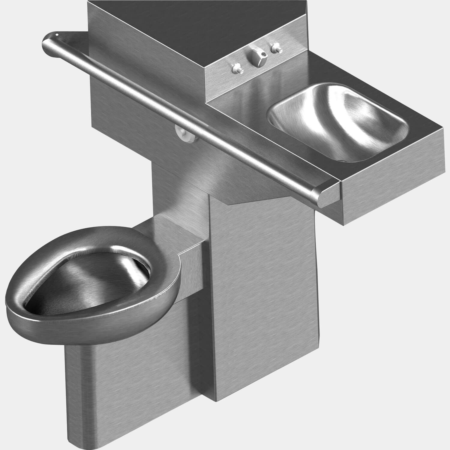 Rear Mount, ADA Compliant Comby with Angled Toilet and Angled Rectangular Lavatory Bowl