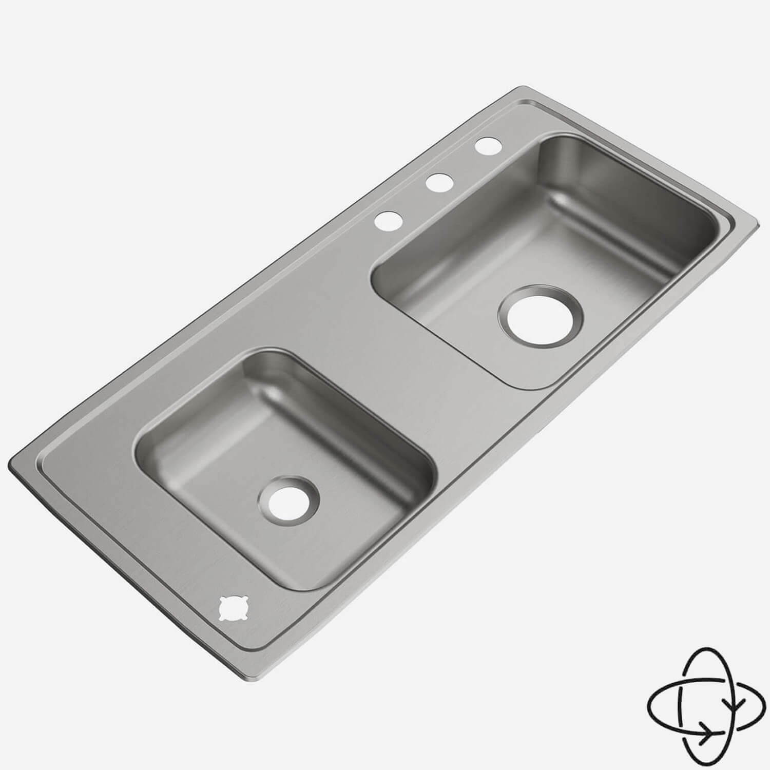 Acorn-Sinks® Stainless Steel ADA Drop-In Classroom Sink, 37" x 17" - Back Faucet, Left Bubbler Ledge