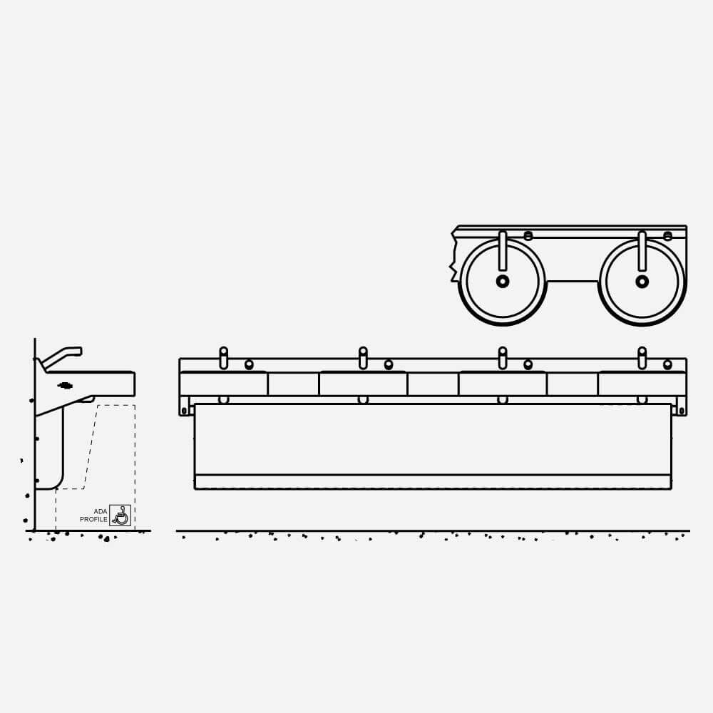 3704-1 Four-Station, Off-Floor, Wall Waste Outlet