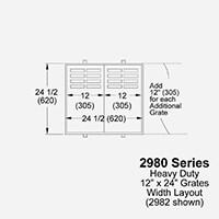 2980 Series 12 x 24" grate with frames; laid out widthwise; medium duty