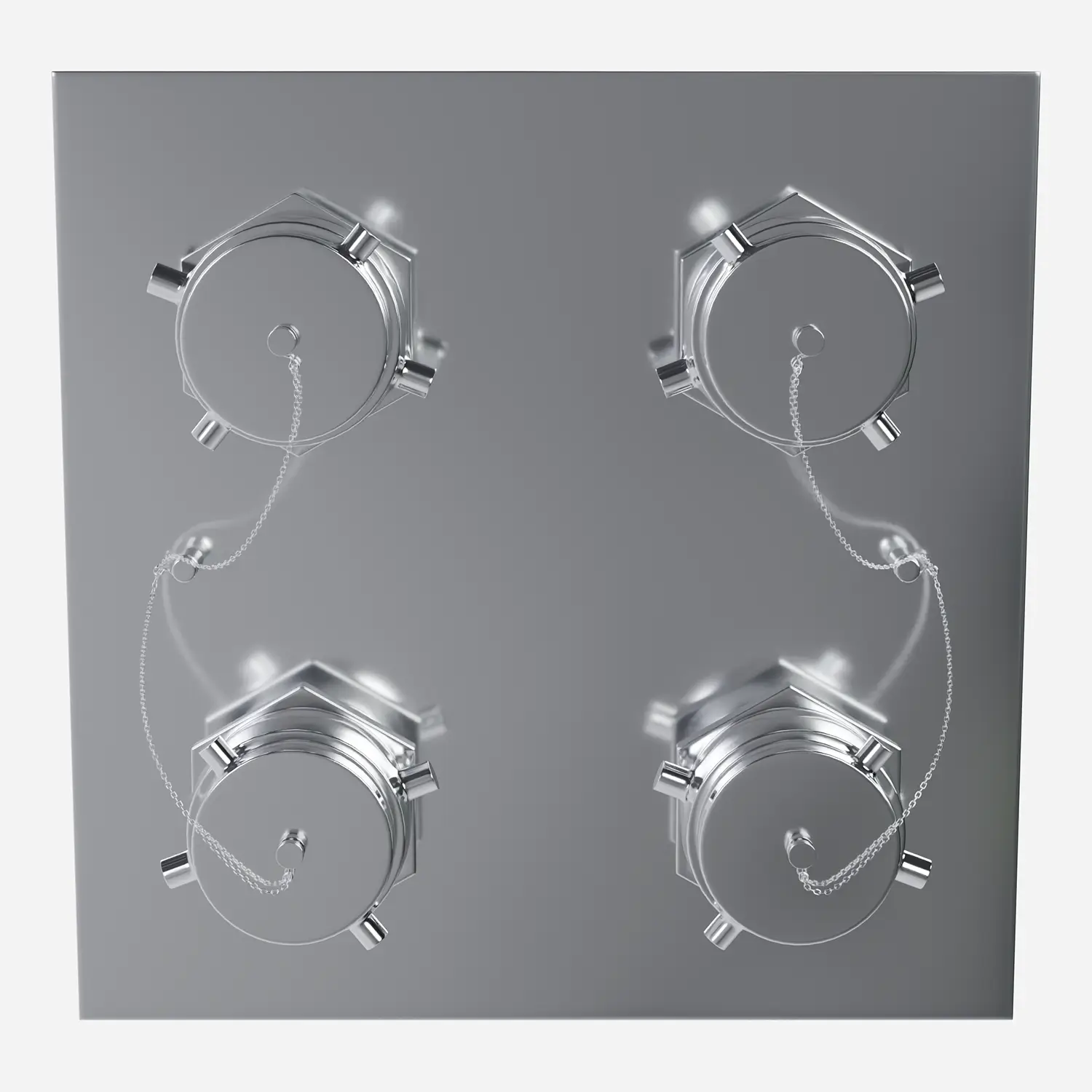 Four-Way Square Flush Clapper Inlet Type Fire Dept. Connection
