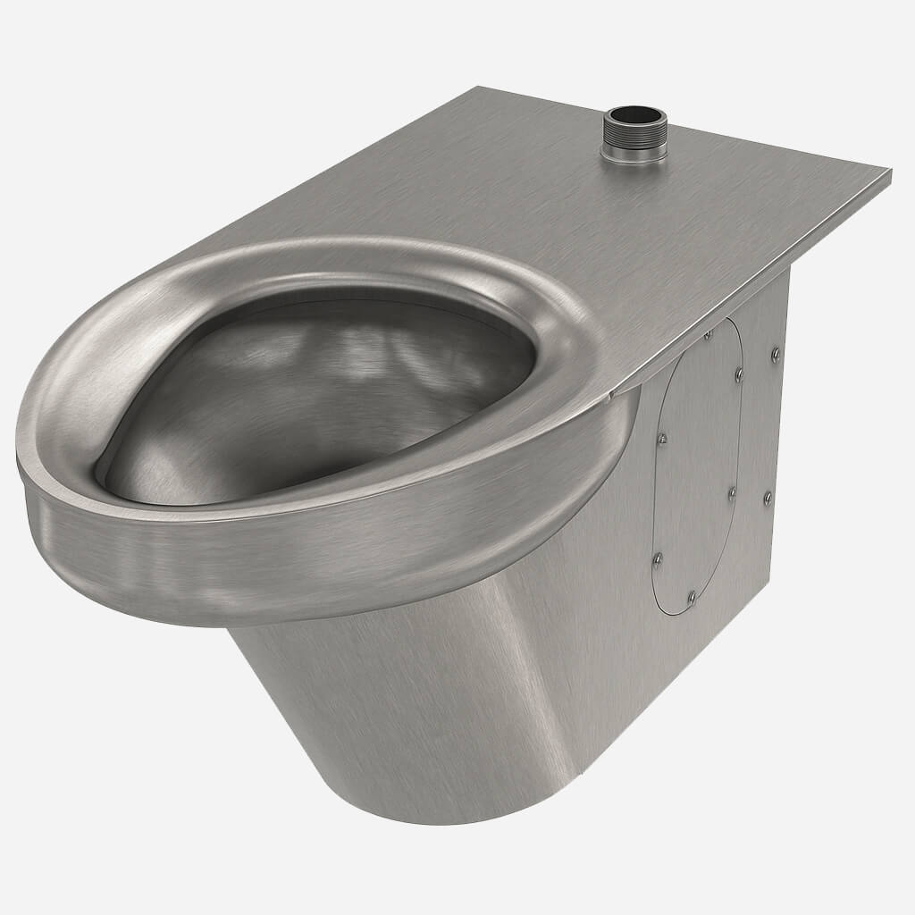 Secur-Care® Ligature-Resistant, Rear Mount, Siphon Jet, Stainless Steel Toilet - Floor Waste