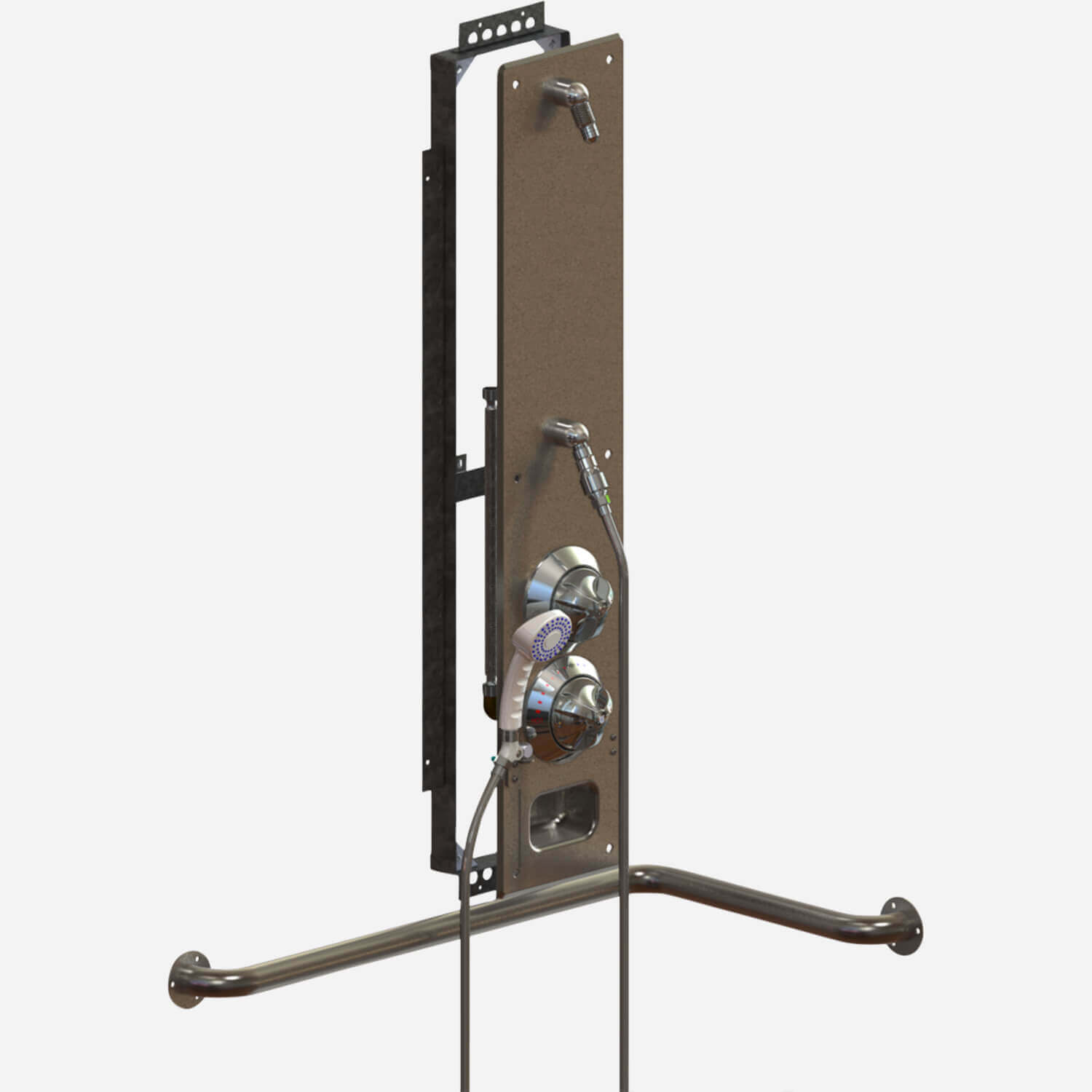 ADA Flush Mount Stainless Steel Apex Shower with Handheld