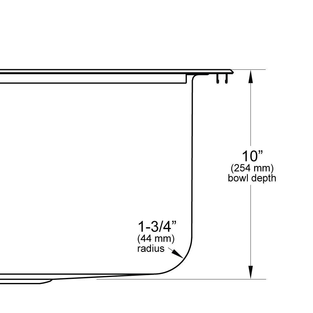 Acorn-Sink® 10-Inch Bowl Depth 10" depth bowl