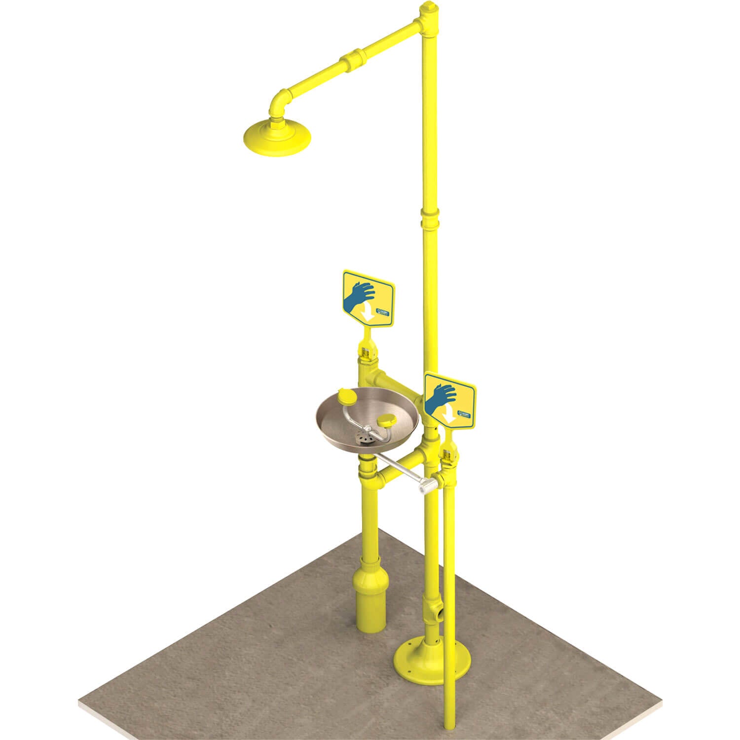 Frost-Proof Pedestal Safety Shower with Stainless Steel Eye Wash