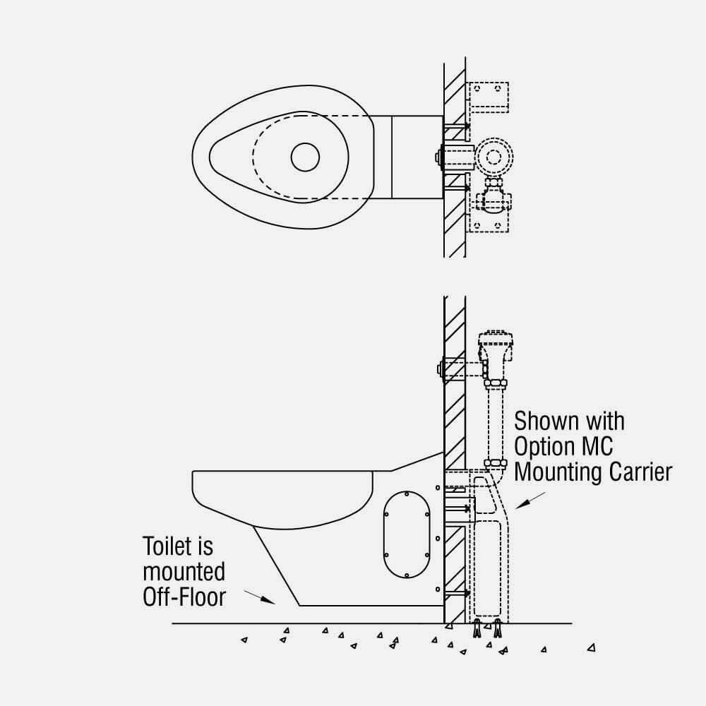 Wall Supply, Off-Floor, Wall Waste, Front Mount, Mounting Carrier