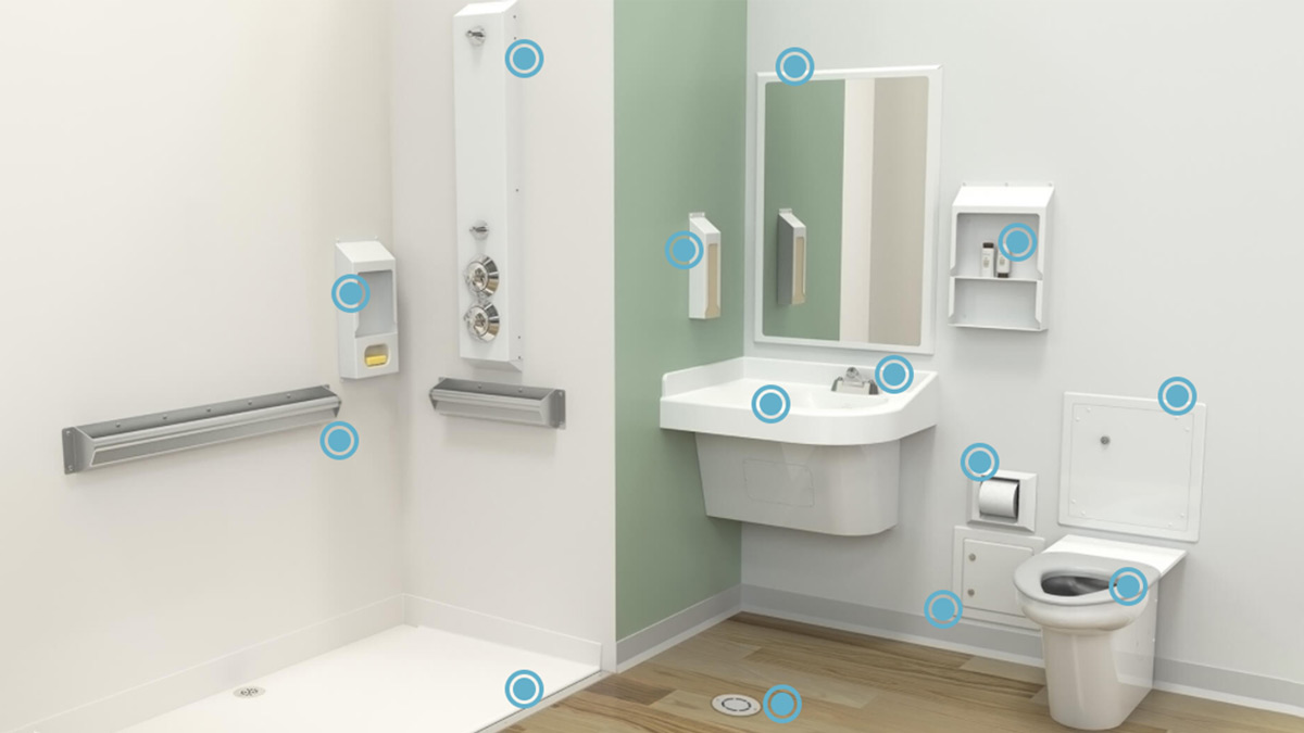 Ligature Points in a Typical Hospital Restroom