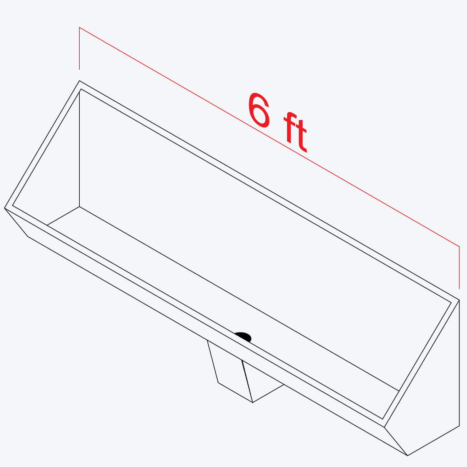 Rear Mount, Washout, Six Foot Stainless Steel Security Trough Urinal