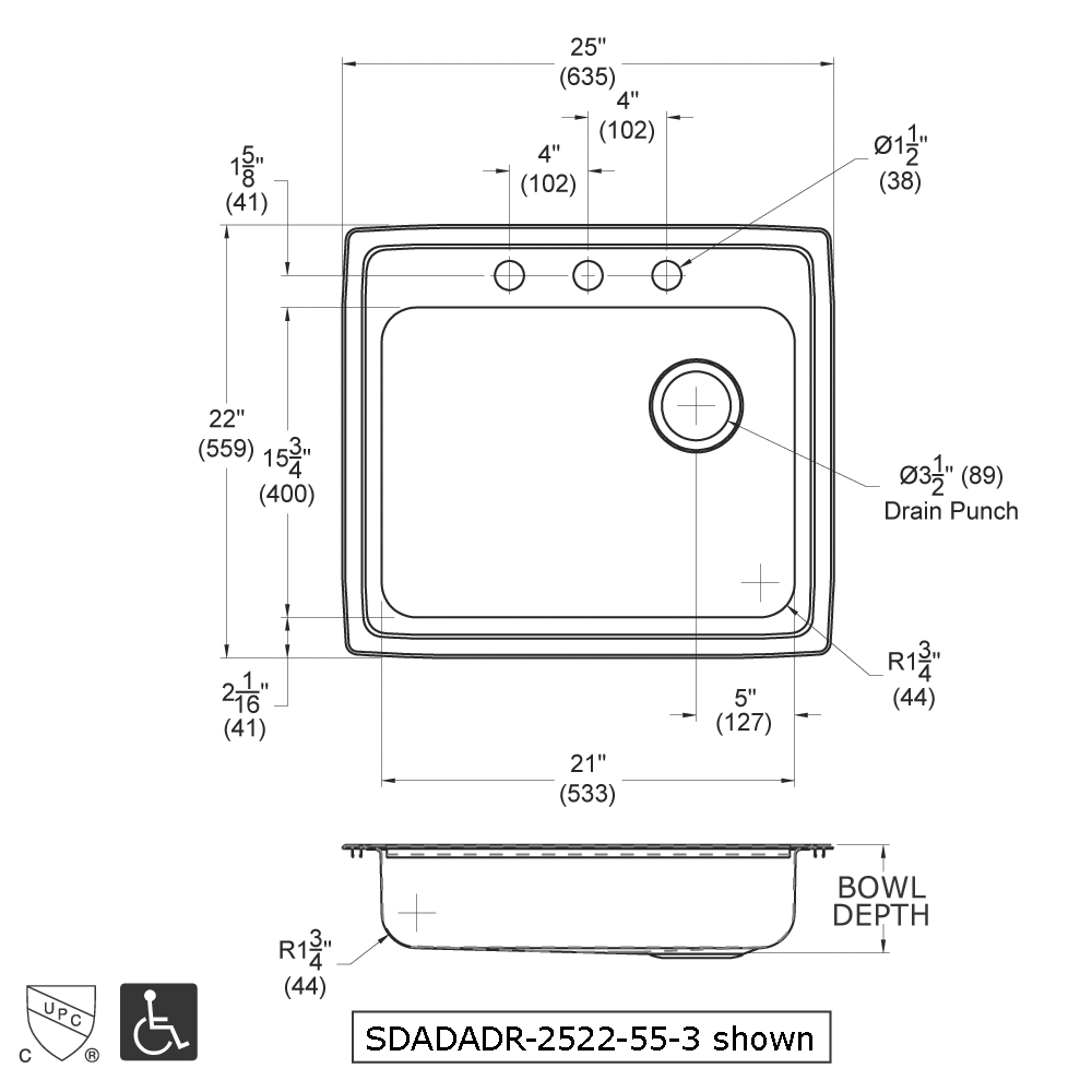 SDADADL-2220 Dimensions