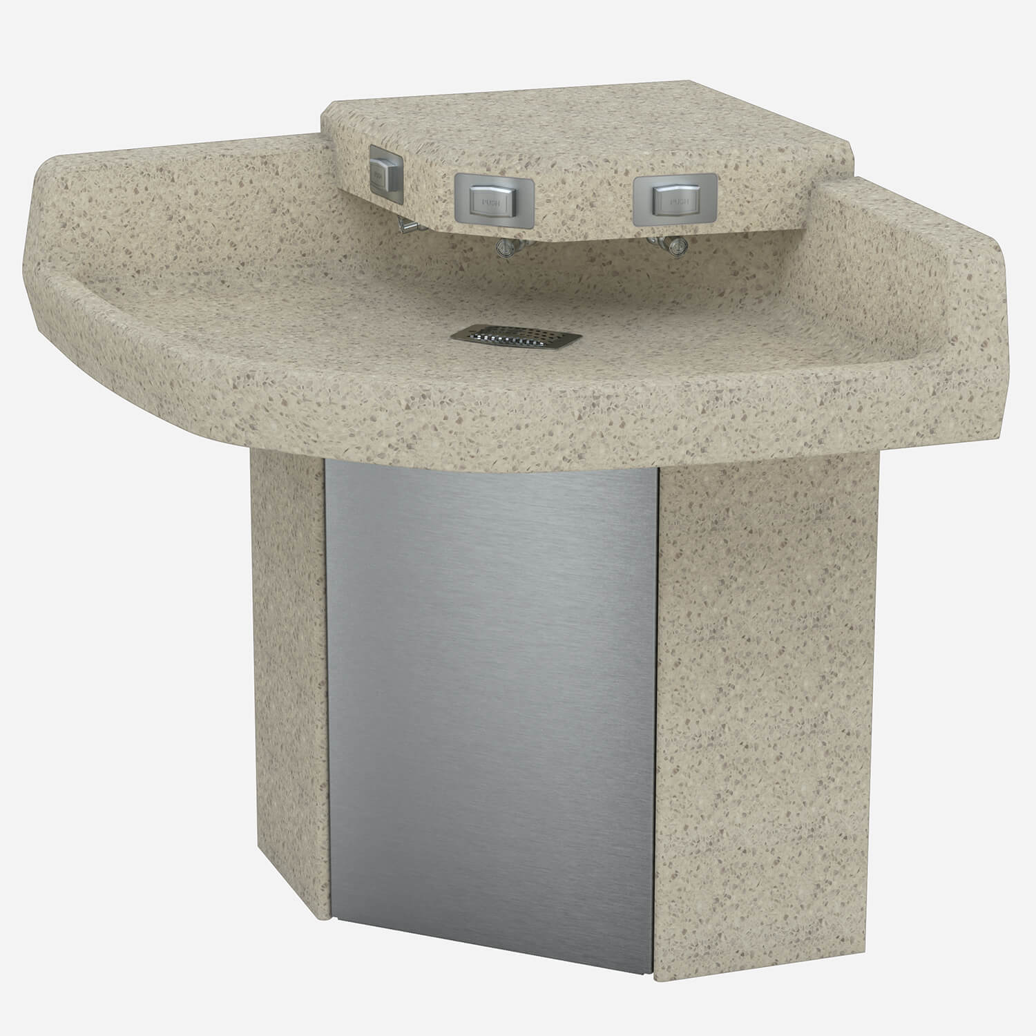 Three-Station Terrazzo Corner Wash Fountain