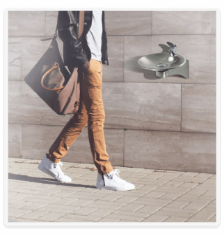 Contemporary Stainless Steel Wall-Mount Outdoor Drinking Fountain