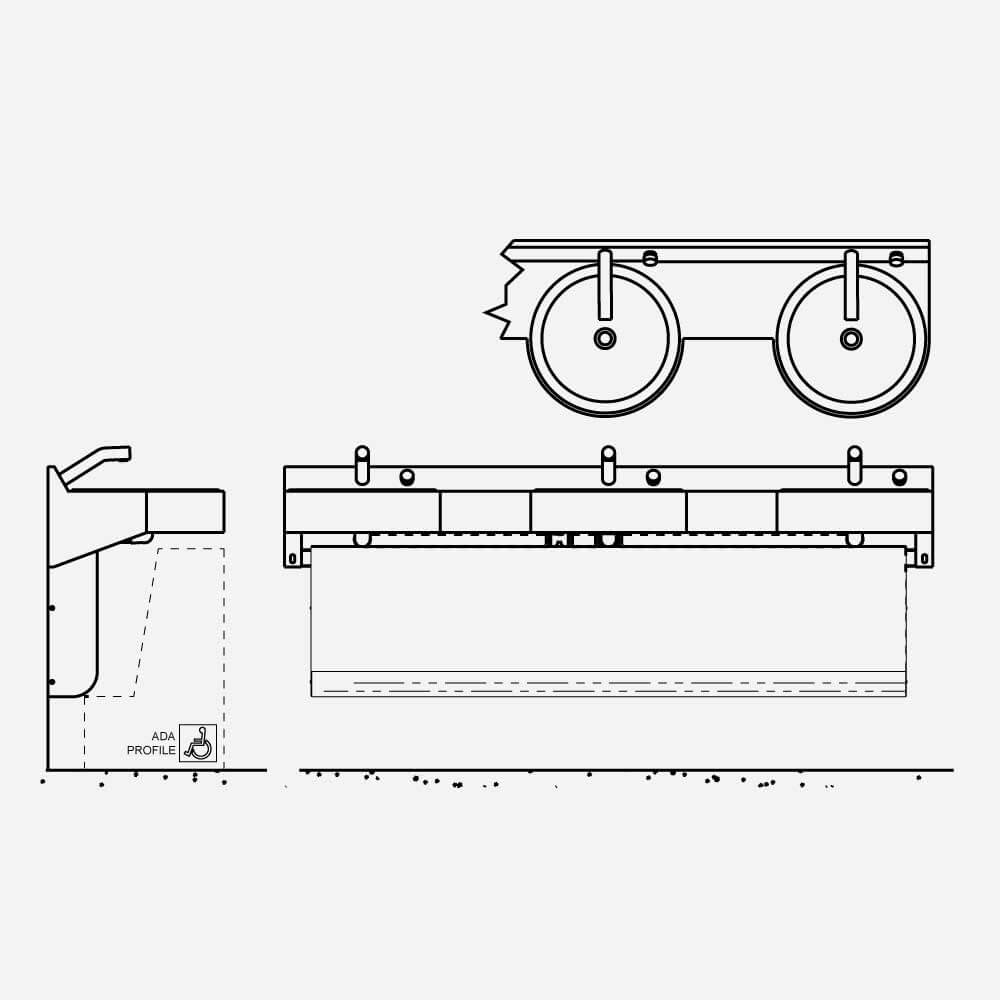3703-1 Three -Station, Off-Floor, Wall Waste Outlet