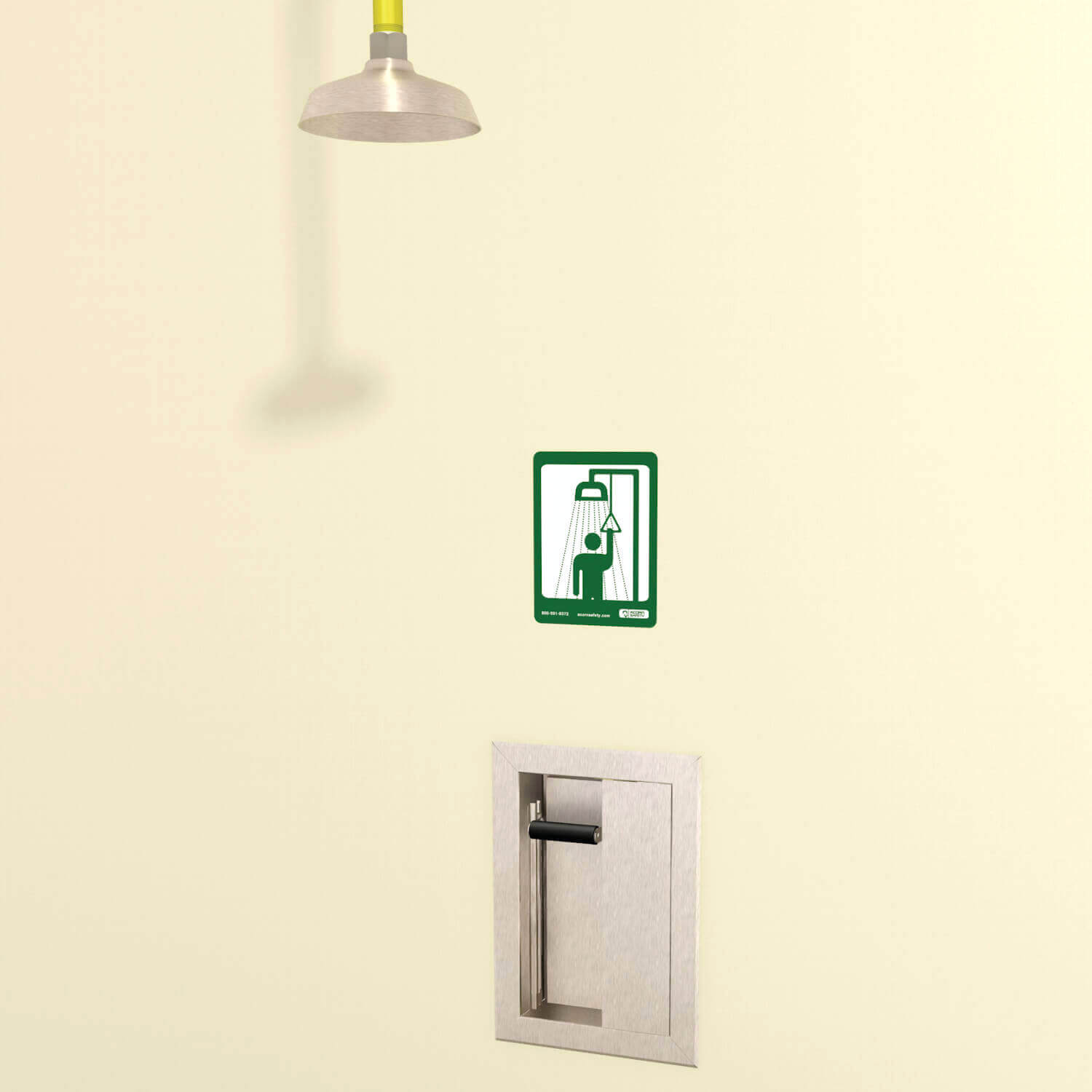 Stainless Steel Vertical Mount Safety Shower with Recessed Activation