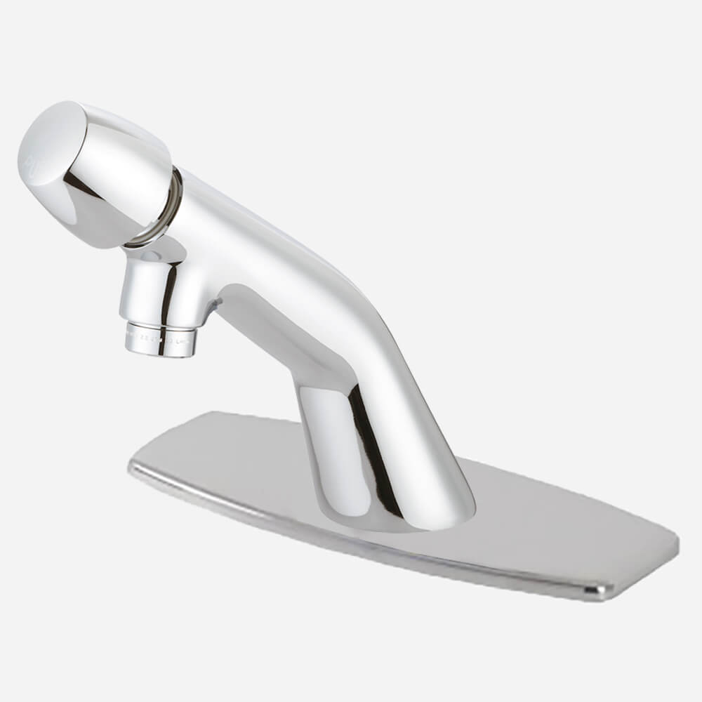 Faucet: Single Temperature Push Button Metering Faucet with Plate