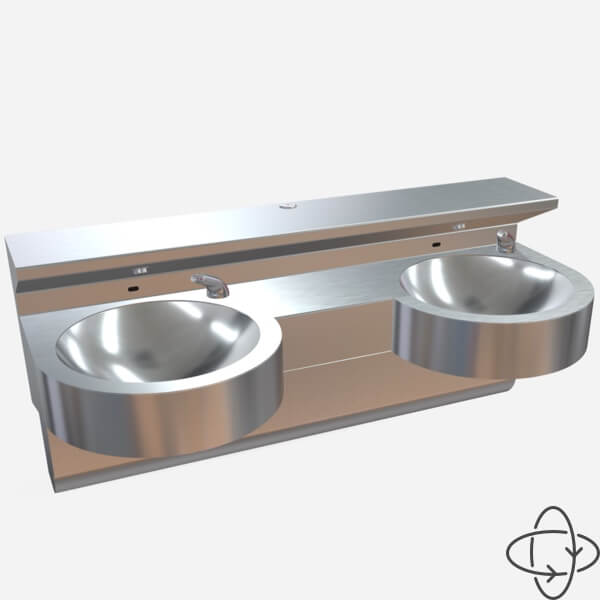 System M2 Stainless Steel Bathroom Sinks, Curved