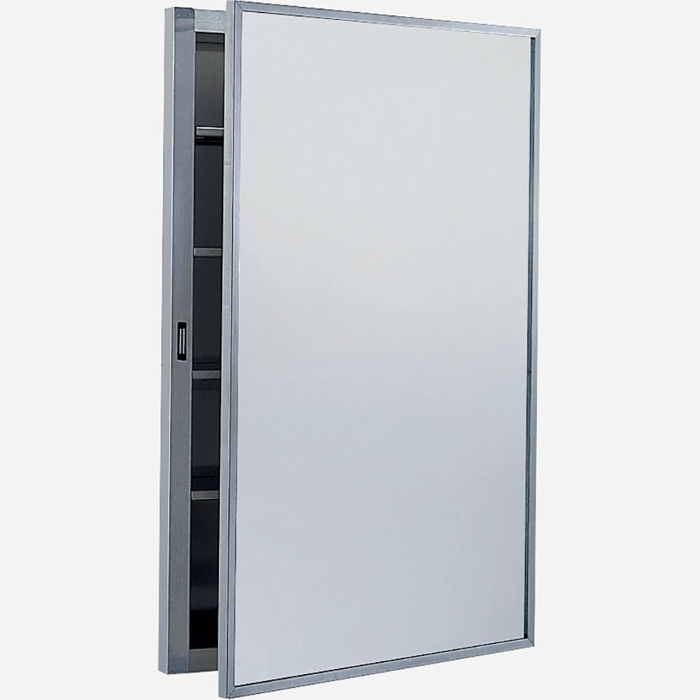 Recessed Stainless Steel Medicine Cabinet with Glass Mirror
