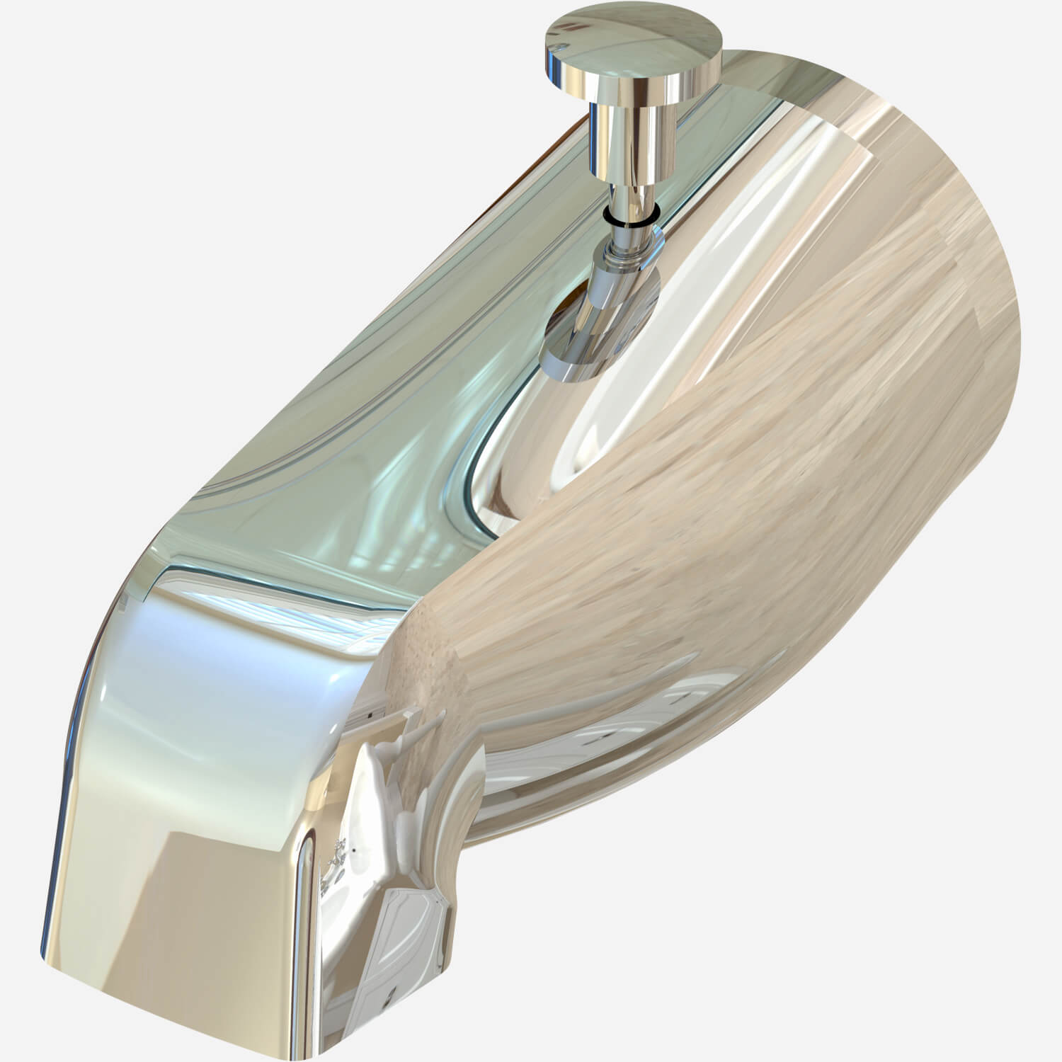 Accessory: Tub Spout, Chrome-Plated Zinc with Diverter, 3/4" NPT, Adapter for 1/2” NPT