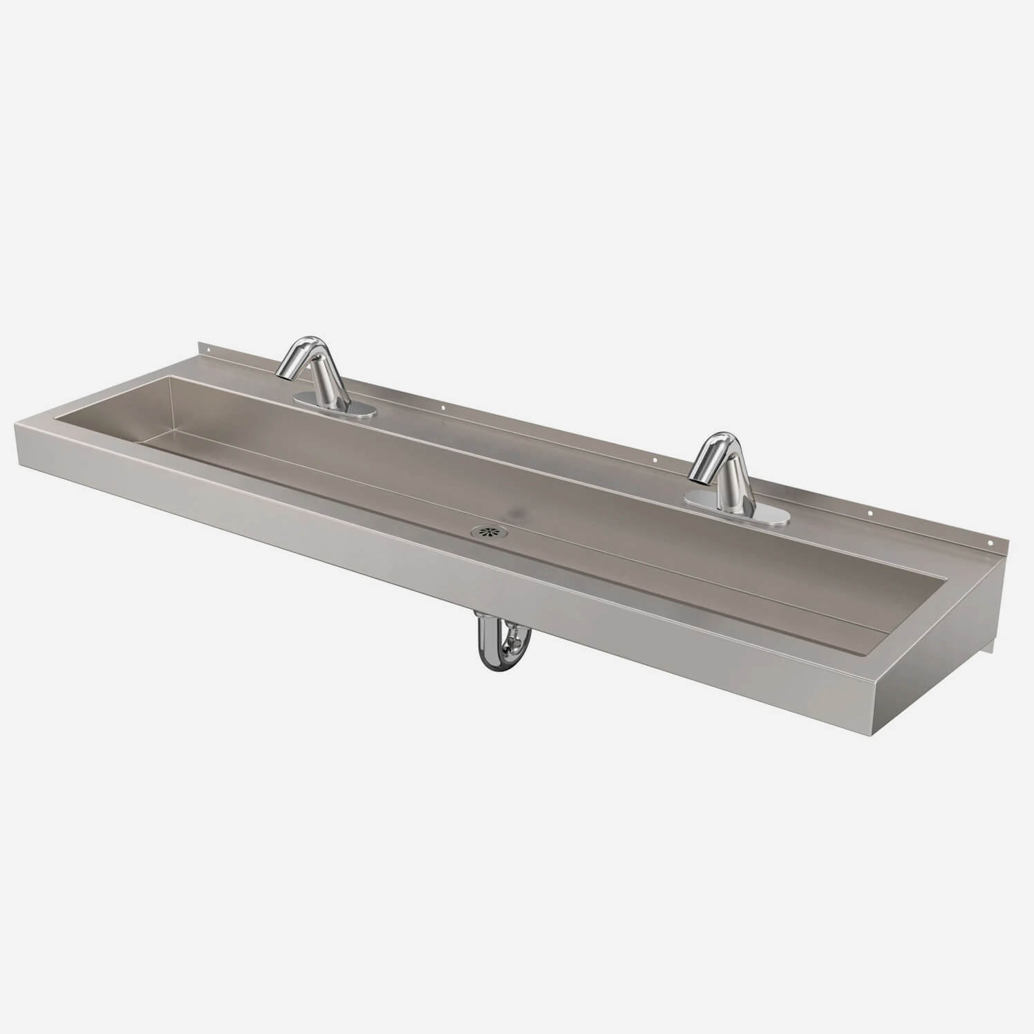 Two-Station Deluxe Stainless Steel Trough Sink
