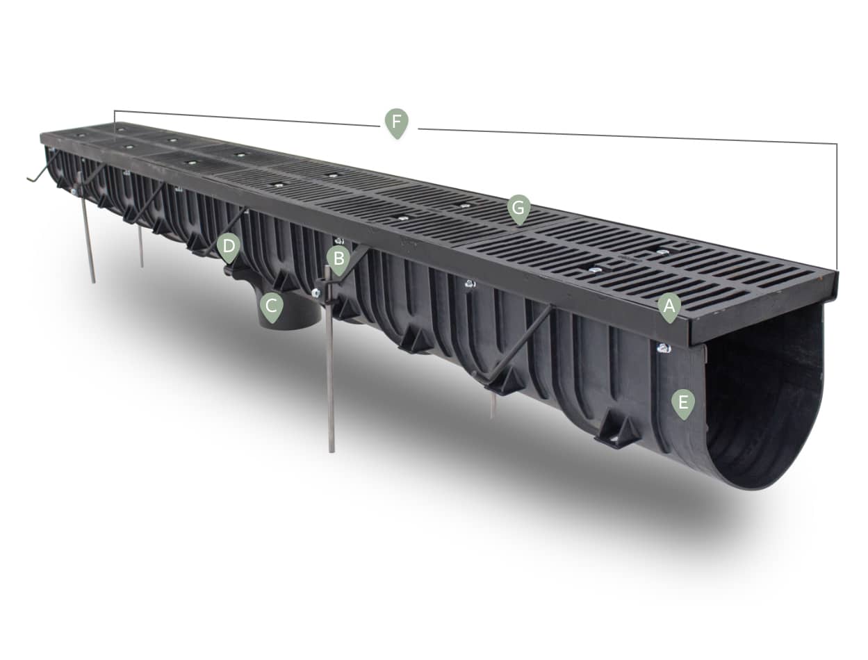 Prefabricated trench drains 12"