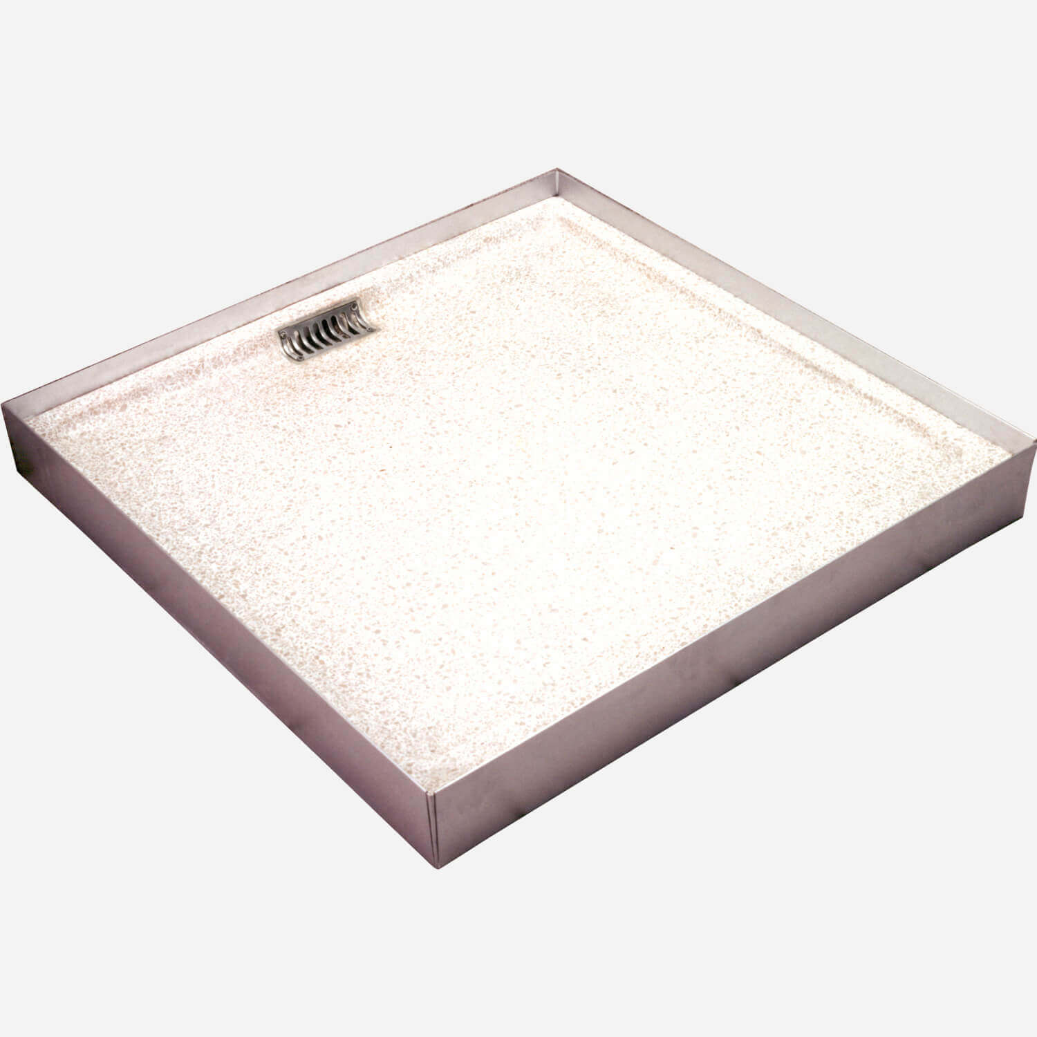 36" x 36" Terrazzo Shower Base, Back Drain, 4-Flange